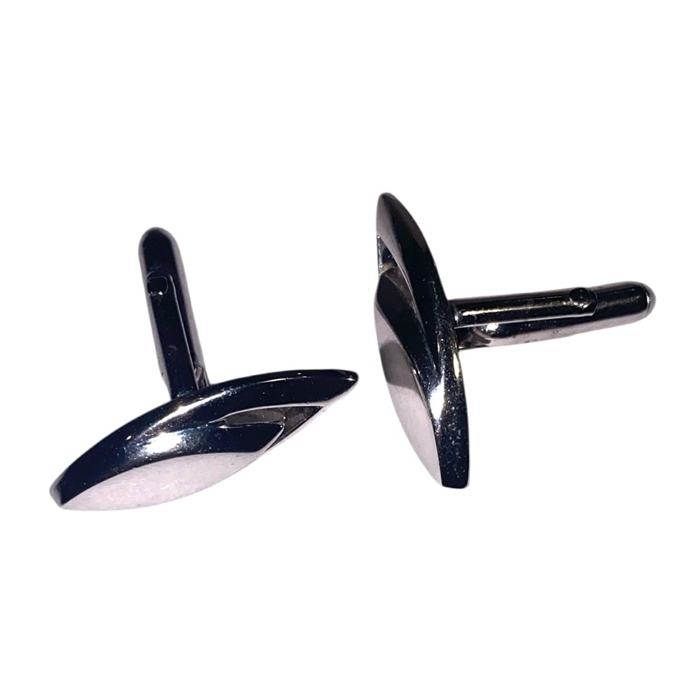 Silver Tone Swank Eye Shaped Cufflinks